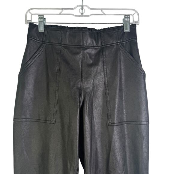 Spanx Black Faux Leather Jogger Pants Size‎ Small Vegan Leather Pull On S - Picture 3 of 14